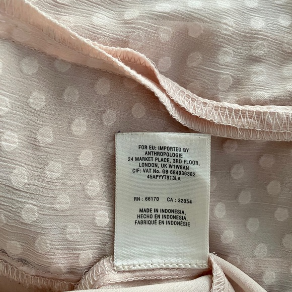 Anthropologie -Mauve brand  light pink, chiffon with polkadots  top. - Picture 5 of 9